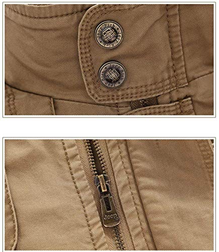 HaiDean Clásico Otoño Invierno Algodón Army Bomber Outdoor Chaqueta Modernas Casual Fields Ntel Cazadora Chaqueta De Caza (Color : Khaki, Size : 4XL)