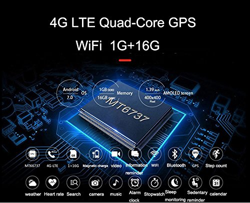 HAIT Reloj Inteligente 4G 1.3G Quad-Core 1 + 16GB Android 7.0 Frecuencia Cardíaca GPS Unicom 4G Move 2G Bluetooth 4.0