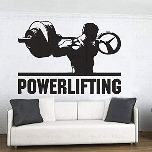 Halterofilia tatuajes de pared dormitorio decoración del hogar motivación ejercicio gimnasio vinilo pegatinas de pared ejercicio físico culturismo arte mural decoración del hogar pegatinas A2 58x42cm