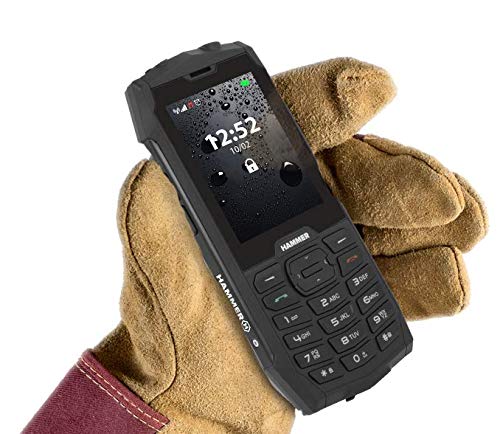Hammer 4, Robusto, Mega batería de 2000 mAh, 2.8", Resistente al Agua (IP68), a Prueba de Golpes, Linterna, Dual-SIM, Bluetooth, teléfono Celular con Botones - Rojo