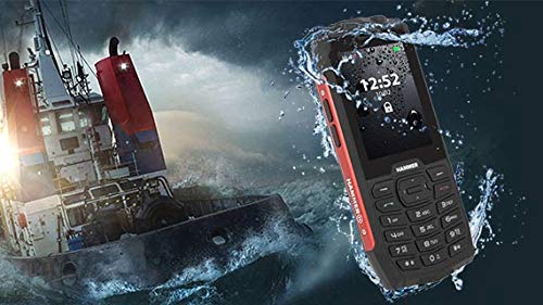Hammer 4, Robusto, Mega batería de 2000 mAh, 2.8", Resistente al Agua (IP68), a Prueba de Golpes, Linterna, Dual-SIM, Bluetooth, teléfono Celular con Botones - Rojo