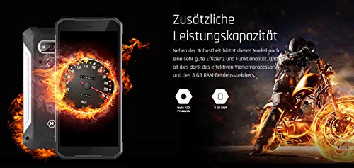 Hammer Explorer 5,7“ HD, Teléfono Celular al Aire Libre, teléfono Inteligente estándar Militar, Mega batería 5000mAh con Carga rápida, LTE 4G, IP69, NFC, Dual SIM - Naranja