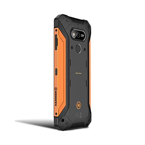 Hammer Explorer 5,7“ HD, Teléfono Celular al Aire Libre, teléfono Inteligente estándar Militar, Mega batería 5000mAh con Carga rápida, LTE 4G, IP69, NFC, Dual SIM - Naranja