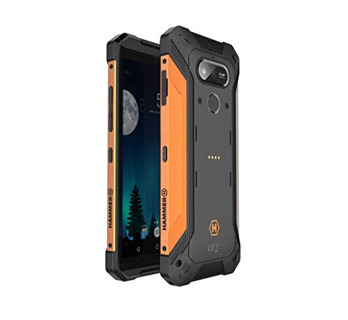Hammer Explorer 5,7“ HD, Teléfono Celular al Aire Libre, teléfono Inteligente estándar Militar, Mega batería 5000mAh con Carga rápida, LTE 4G, IP69, NFC, Dual SIM - Naranja