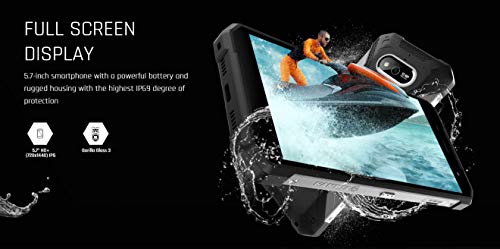Hammer Explorer 5.7"HD + teléfono Inteligente estándar Militar, Mega batería de 5000 mAh con Carga rápida, NFC, Impermeable/a Prueba de Golpes, LTE 4G, IP69, Dual SIM - Plata