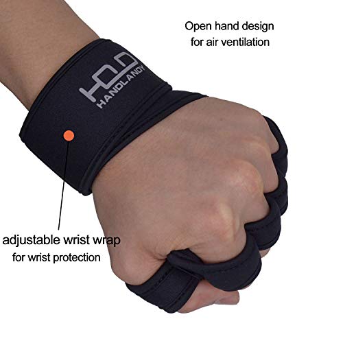 Handlandy Guantes de Gimnasio para Hombres y Mujeres, Guantes de Levantamiento de Peso con Soporte para muñeca, protección Completa de la Palma y Agarre Extra para Entrenamiento, tamaño Medium