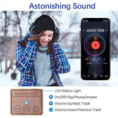 HANPURE Bluetooth Gorro Invierno Hombre Regalos Originales - Gorro con Auriculares Bluetooth 5.0, Gorro de Punto Bluetooth Inalámbrico Música HD, Hombres Mujer Regalos Tecnologicos