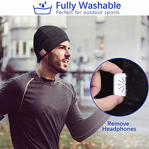 HANPURE Bluetooth Gorro Invierno Hombre Regalos Originales - Gorro con Auriculares Bluetooth 5.0, Gorro de Punto Bluetooth Inalámbrico Música HD, Hombres Mujer Regalos Tecnologicos