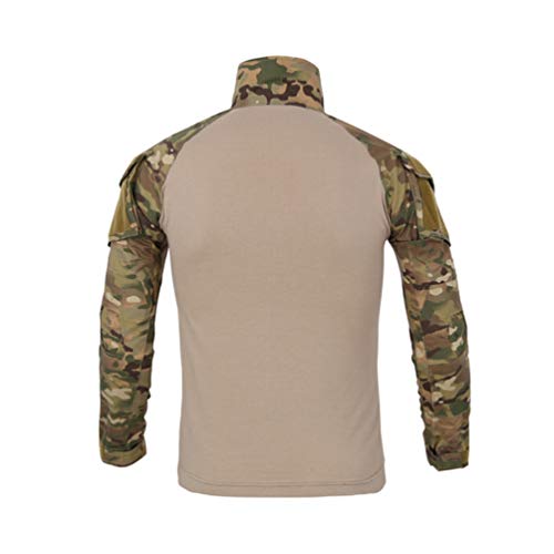 Haobing Hombres Táctico Camisa Manga Larga Respirable Camuflaje Deportes Shirt al Aire Libre Combate Camiseta con Cremallera (Camo #2, CN XL)