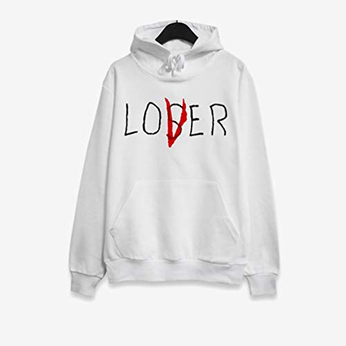 Haobing Sudadera con Capucha para Mujer Partnerlook Hoodies Loser & Lover Pullover Manga Larga con Estampada (Blanco #Encapuchado, CN S)