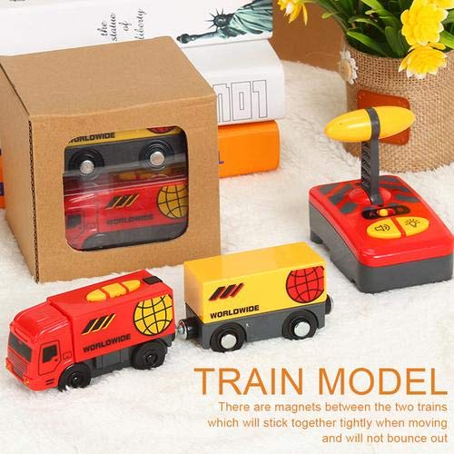 Haodene Modelo eléctrico con Mando a Distancia - Radio Control Juguete de Tren para Thomas IKEA Brio Madera Pista