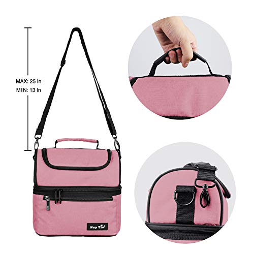 Hap Tim - Bolsa térmica para el almuerzo, tamaño grande, para adultos, hombres, mujeres, niños, doble cubierta para oficina, escuela, picnic rosa