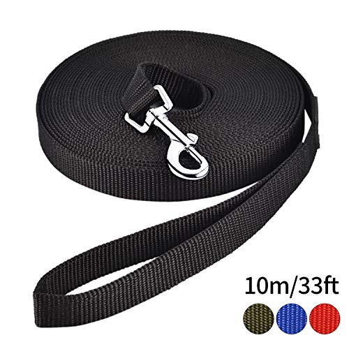 HAPPY HACHI Correa de Adiestramiento para Perros Larga Correas Nylon Resistente para Camping Paseo Longitud 10m Negro