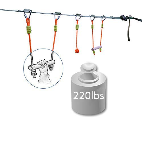HAPPYPIE Ninja Slackline Monkey Bar Kit Outdoor Tree Hanging Obstacles Line Accessories Play Set for Kids