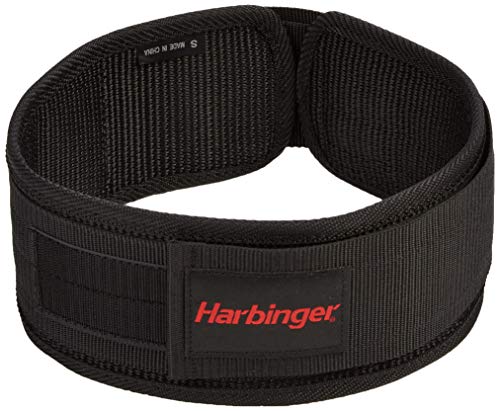 Harbinger 4 Inch Nylon Belt, Hombre, Negro-Negro/Negro, Medium