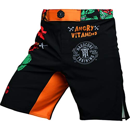 Hardcore Training Angry Vitamins Fight Shorts Hombre Pantalones Cortos MMA BJJ Boxeo Grappling Fitness No Gi