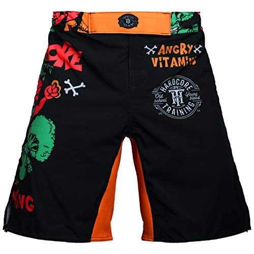 Hardcore Training Angry Vitamins Fight Shorts Hombre Pantalones Cortos MMA BJJ Boxeo Grappling Fitness No Gi