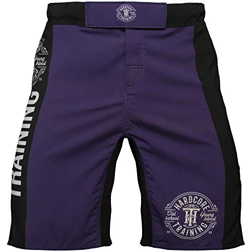 Hardcore Training Fight Shorts Men's Recruit Pantalones Cortos Hombre Negro Rojo Azul Púrpura Verde Boxeo MMA BJJ Fitness Artes Marciales (Blue, XL)