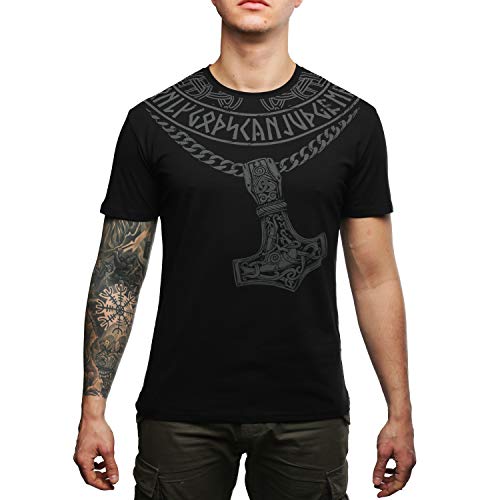 Hardcore Training T-Shirts For Men Hammer of Gods Black White Grey - Viking - Sport Fitness MMA UFC Gym Workout-Black-m Camiseta Hombre