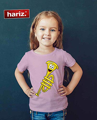Hariz - Camiseta para niña, diseño de trompeta con texto en inglés naranja 152 cm(12-13 År)