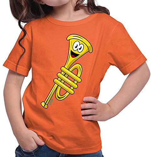 Hariz - Camiseta para niña, diseño de trompeta con texto en inglés naranja 152 cm(12-13 År)