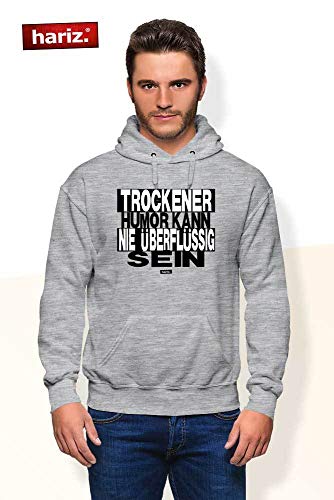 Hariz - Sudadera con capucha para hombre, con texto en alemán, color blanco y negro gris claro XL