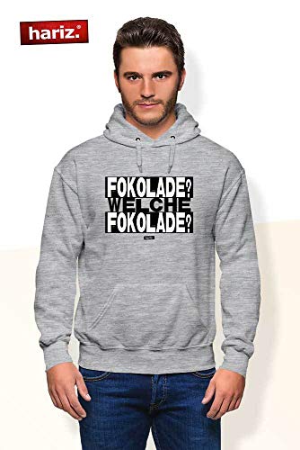 Hariz - Sudadera con capucha para hombre, diseño con texto en alemán "Was Fokolade" gris oscuro XL