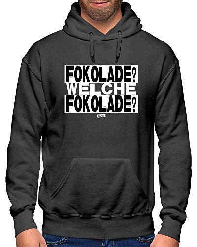 Hariz - Sudadera con capucha para hombre, diseño con texto en alemán "Was Fokolade" gris oscuro XL