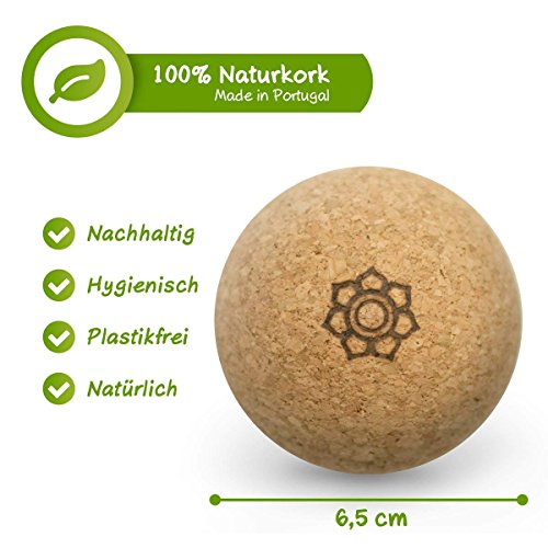Harmony Ball - Pelota de masaje de corcho – hipoalergénica y 100% producto natural ecológico para masaje de fascia y automasaje – Fabricado en la UE