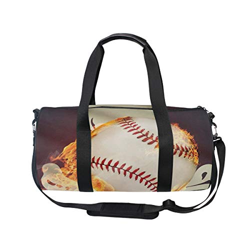 HARXISE Béisbol Pirata Jolly Roger Cráneo Esqueleto，Bolsa de equipaje de viaje Deporte Lienzo ligero Equipaje de fitness Bolso de tambor Desmontable