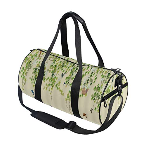 HARXISE Ivy Retro Naturaleza Illusrtation Jaula para pájaros Colgando Planta de vid con hojas frescas Floretes Aves Volar，Bolsa de equipaje de viaje Deporte Lienzo ligero Equipaje Desmontable