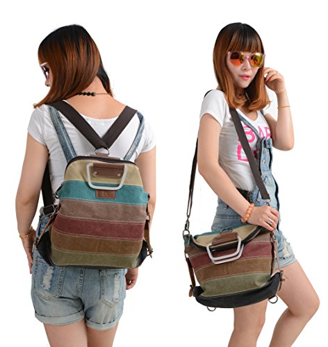 HASAGEI Bolsos Mochila para Mujer de Lona Bolsos de Hombro Mochilas Casual Multicolor