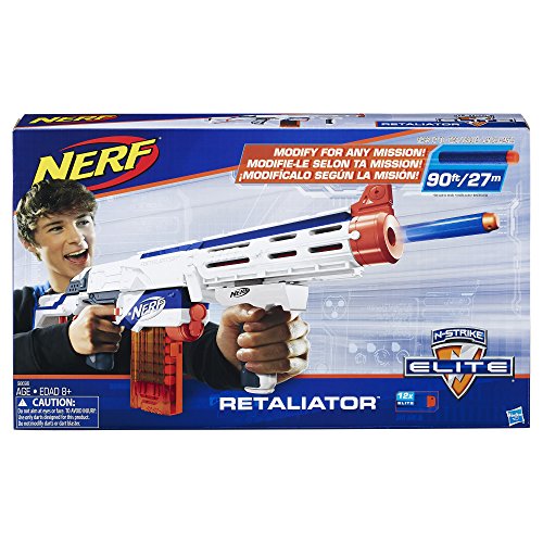 Hasbro Elite Retaliator Toy Assault Rifle - Armas de Juguete (Niño, Azul, Naranja, Color Blanco, Nerf N-Strike, Toy Assault Rifle, Caja)