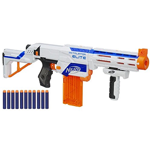 Hasbro Elite Retaliator Toy Assault Rifle - Armas de Juguete (Niño, Azul, Naranja, Color Blanco, Nerf N-Strike, Toy Assault Rifle, Caja)