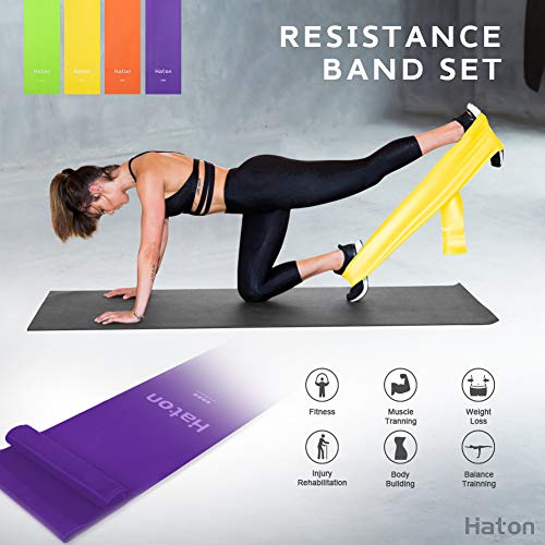 Haton Bandas Elasticas Fitness,Conjunto de 4 Piezas Bandas de Resistencia,Cintas de Resistencia Fitness para Mujeres y Hombres Adecuadas para Glúteos,Cadera,Piernas,Brazos,Yoga,Pilates,Fitness