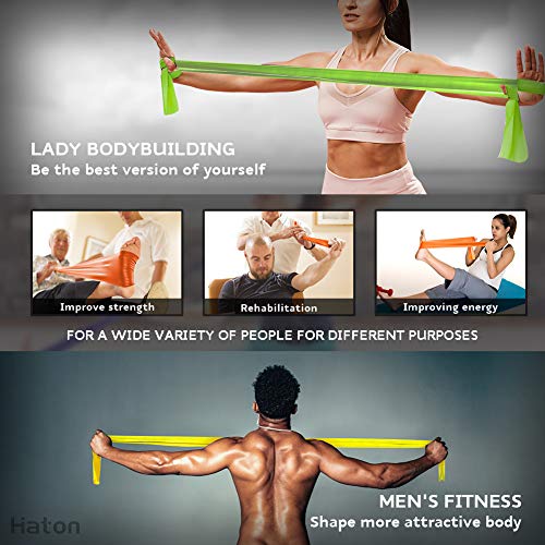 Haton Bandas Elasticas Fitness,Conjunto de 4 Piezas Bandas de Resistencia,Cintas de Resistencia Fitness para Mujeres y Hombres Adecuadas para Glúteos,Cadera,Piernas,Brazos,Yoga,Pilates,Fitness