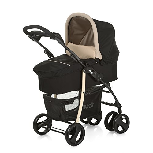 Hauck Shopper SLX trioset - Coche de bebes 3 piezas de capazo, de 0 meses hasta 25 kg, botellero, facil y comodo plegado, sillita y grupo 0+, negro/beige