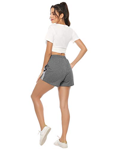 Hawiton Pantalones Cortos de Deporte para Mujer Pantalones Deportivos de Algodón Verano Fitness Jogging