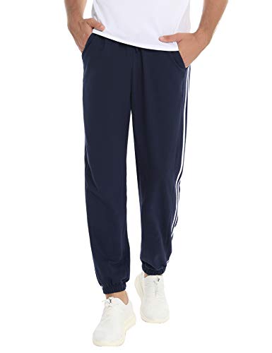 Hawiton Pantalones Largos Deporte Hombre Pantalones deportivos para Hombre Pantalones Algodon Hombre Pantalones para Hombre Invierno Verano con Cintura Ajustable y Bolsillo Raya Deporte Correr Fitness