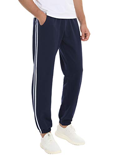 Hawiton Pantalones Largos Deporte Hombre Pantalones deportivos para Hombre Pantalones Algodon Hombre Pantalones para Hombre Invierno Verano con Cintura Ajustable y Bolsillo Raya Deporte Correr Fitness