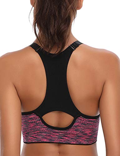 Hawiton Sujetadores Deportivos Mujer con Almohadillas Extraíbles Espalda Sujetador Deporte Mujer Sin Costuras con Relleno Yoga Racerback Top Gimnasio Fitness Ejercicio, Pack 1/3