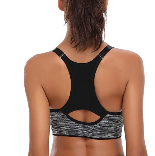 Hawiton Sujetadores Deportivos Mujer con Almohadillas Extraíbles Espalda Sujetador Deporte Mujer Sin Costuras con Relleno Yoga Racerback Top Gimnasio Fitness Ejercicio, Pack 1/3