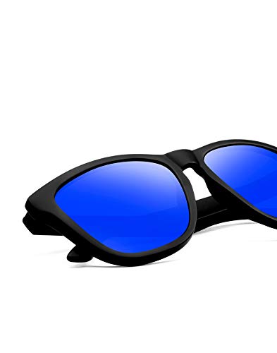 HAWKERS Gafas de Sol ONE Carbon Black, para Hombre y Mujer, con Montura Negra Mate y Lente Azul Efecto Espejo, Protección UV400