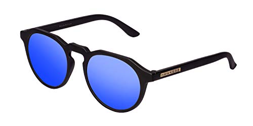 HAWKERS · Gafas de Sol Warwick Carbon Black, para Hombre y Mujer, un clásico renovado que combina montura en negro mate y lentes azules con efecto espejo, Protección UV400