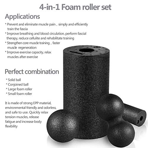 HBselect Foam Roller Masaje Kit,Rodillo Masaje Muscular Bolas De Masajes Rodillo Espuma Masaje para Yoga Muscular Pies y Espalda Pierna Zona Lumbar Fitness