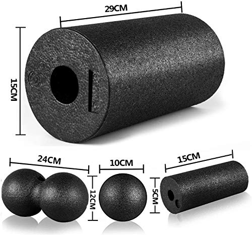 HBselect Foam Roller Masaje Kit,Rodillo Masaje Muscular Bolas De Masajes Rodillo Espuma Masaje para Yoga Muscular Pies y Espalda Pierna Zona Lumbar Fitness