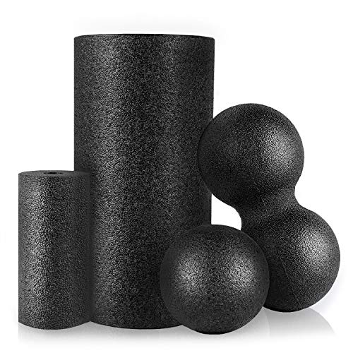 HBselect Foam Roller Masaje Kit,Rodillo Masaje Muscular Bolas De Masajes Rodillo Espuma Masaje para Yoga Muscular Pies y Espalda Pierna Zona Lumbar Fitness