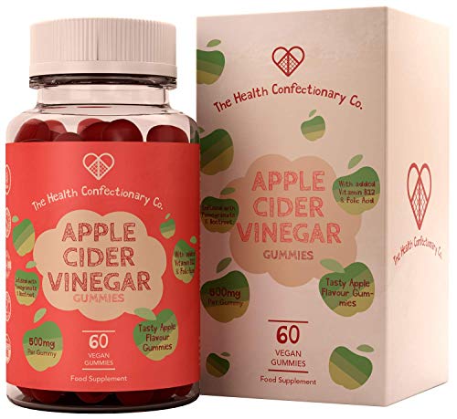 HCC Vinagre de Manzana Gominolas | 60 Gomitas Veganas con Concentrado de Remolacha, Ácido Fólico y Vitamina B12 | Apple Cider Vinegar para Metabolismo y Perder Peso | Sin OGM,Gluten o Lácteos