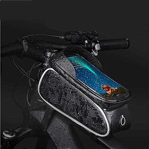 Hchao Bolsa de Tubo Superior de Bicicleta de Carcasa Dura, Pantalla táctil Sensible al teléfono móvil TPU, con Visera, Compatible con teléfonos móviles de Menos de 6,5 Pulgadas, Negro.