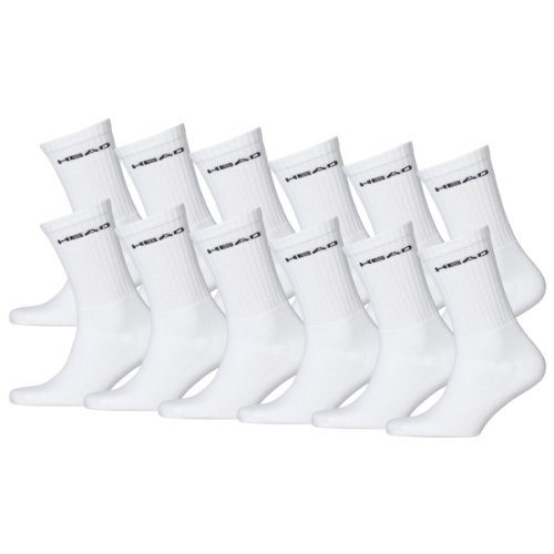 HEAD - Calcetines deportivos Unisex con suela de rizo, 12 unidades blanco 43-46